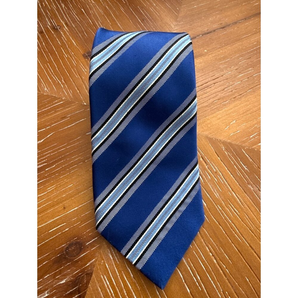 Countess Mara Blue Stripe Silk Tie Made In China